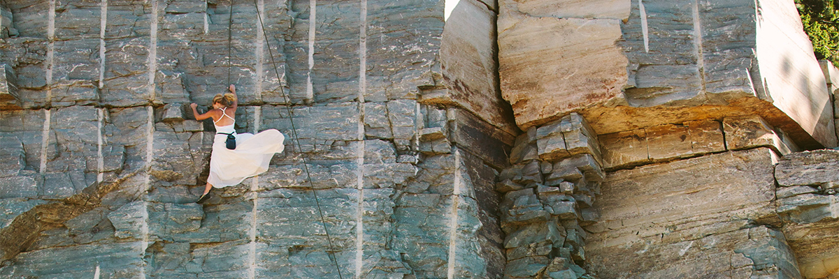 Rock the Dress and Rock Climbing - by Kristine Paulsen Photography