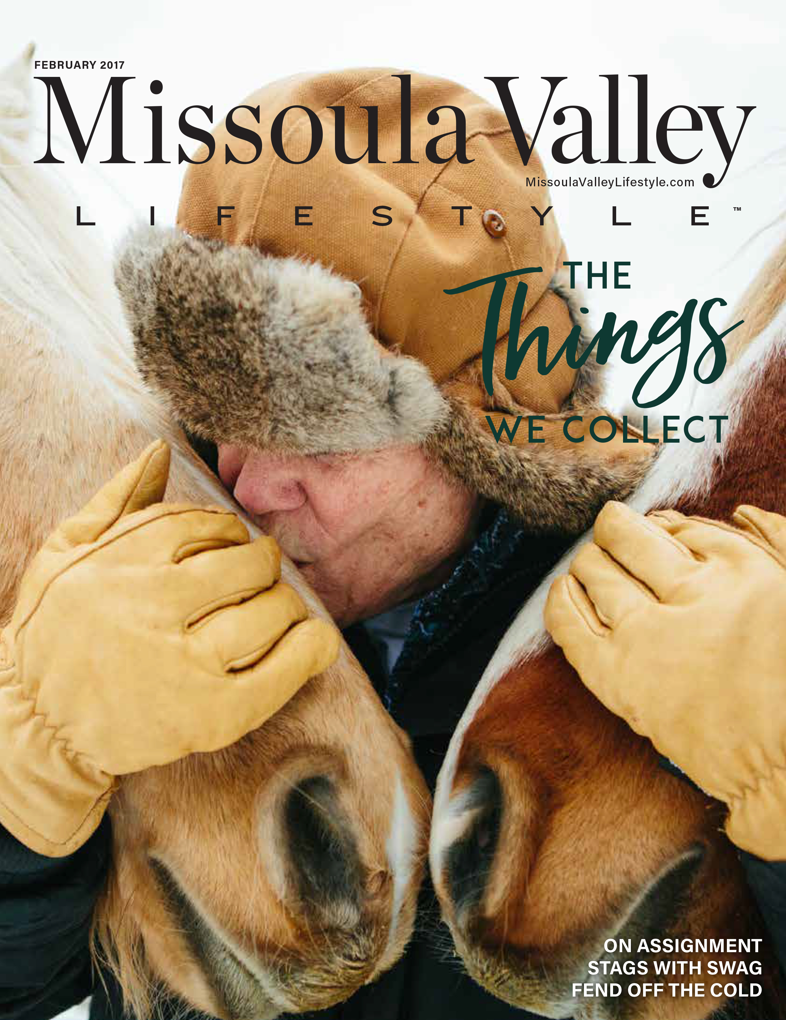 James Lee Burke kisses horses' noses on the cover of Missoula Valley Lifestyle magazine