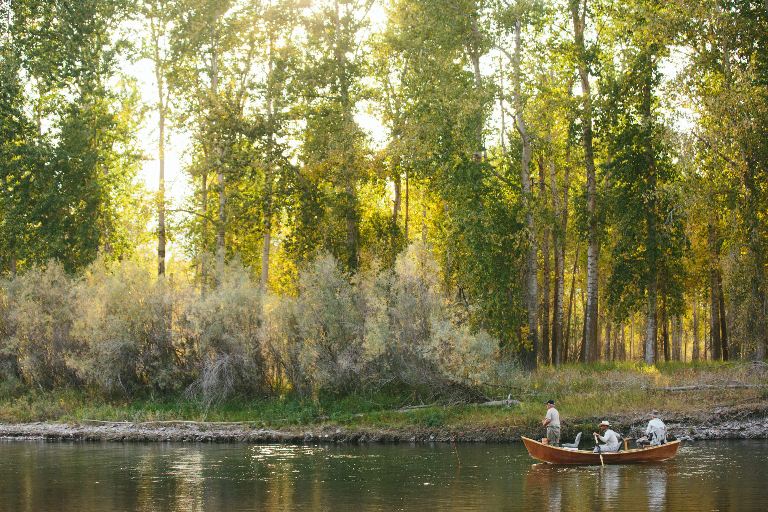 Fishermen float down the Bitterroot River in Missoula Montana